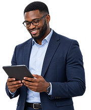 Employer using a tablet