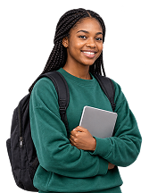 Student holding a laptop